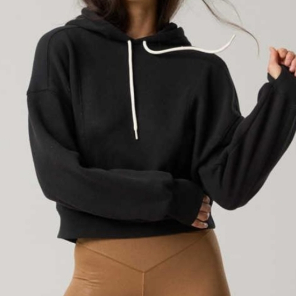 Aerie OFFLINE Hoodie Women Black XXS Oversize  Sweatshirt New Full Zip